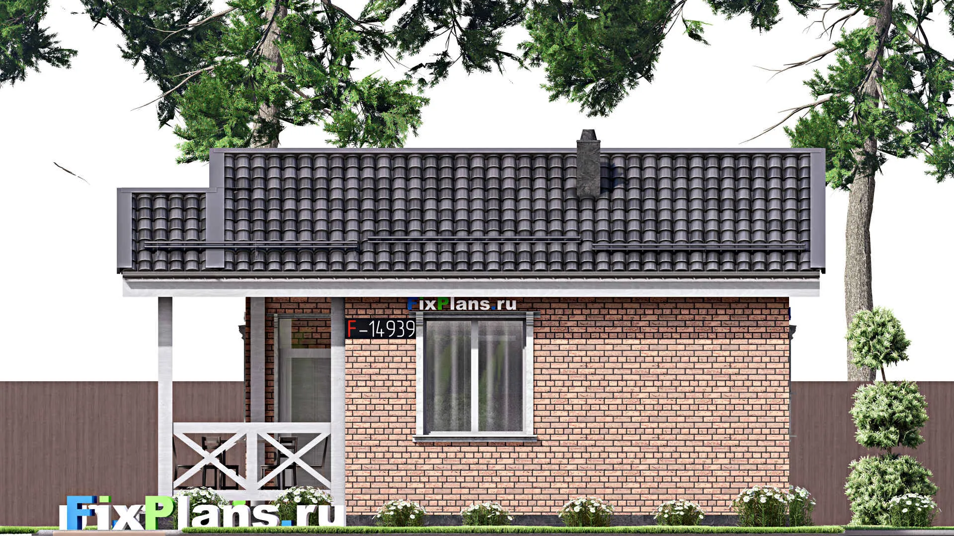 F-14939 - Проект бани 7 на 9, площадью 40 м² с терассой и санузлом