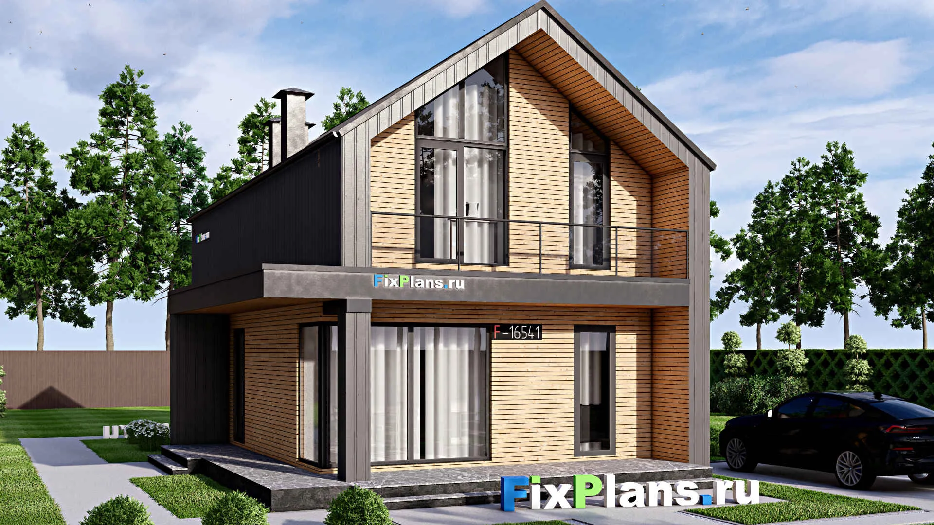 F-16541 - Проект дома с мансардой 9 на 13, площадью 120 м² с 3 спальнями