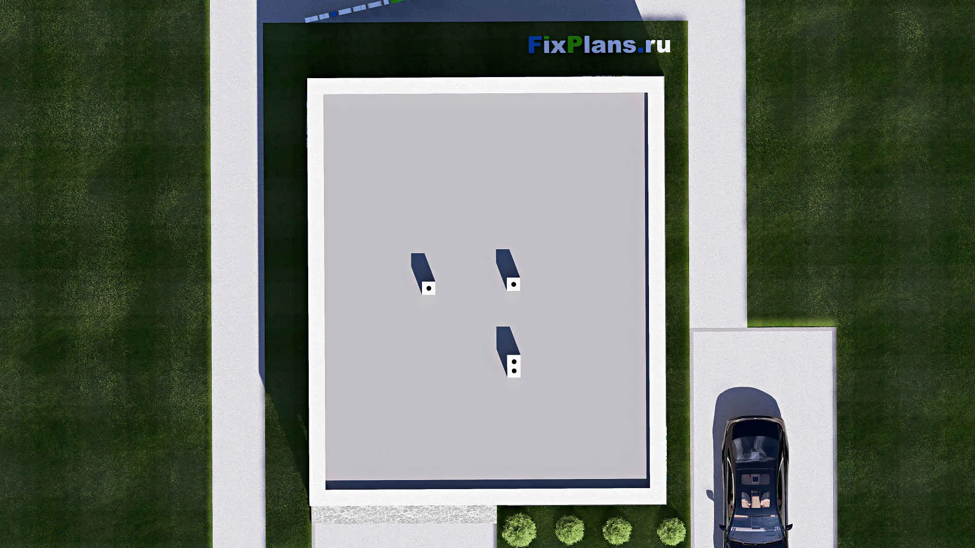 F-20861 - Проект одноэтажного дома 11 на 13, площадью 100 м² с террасой и 3 спальнями