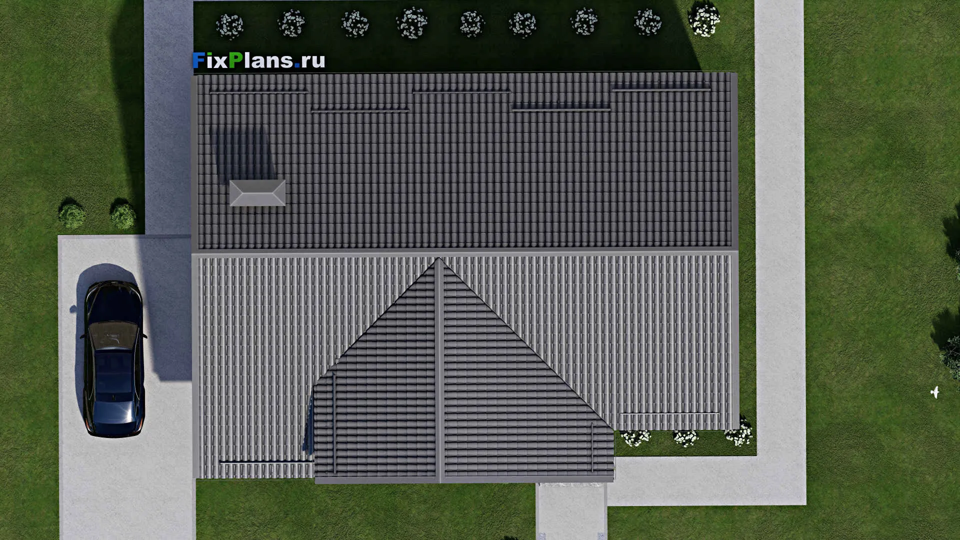 F-3140 - План одноэтажного дома 11 на 16, площадью 130 м² с террасой и 3 спальнями