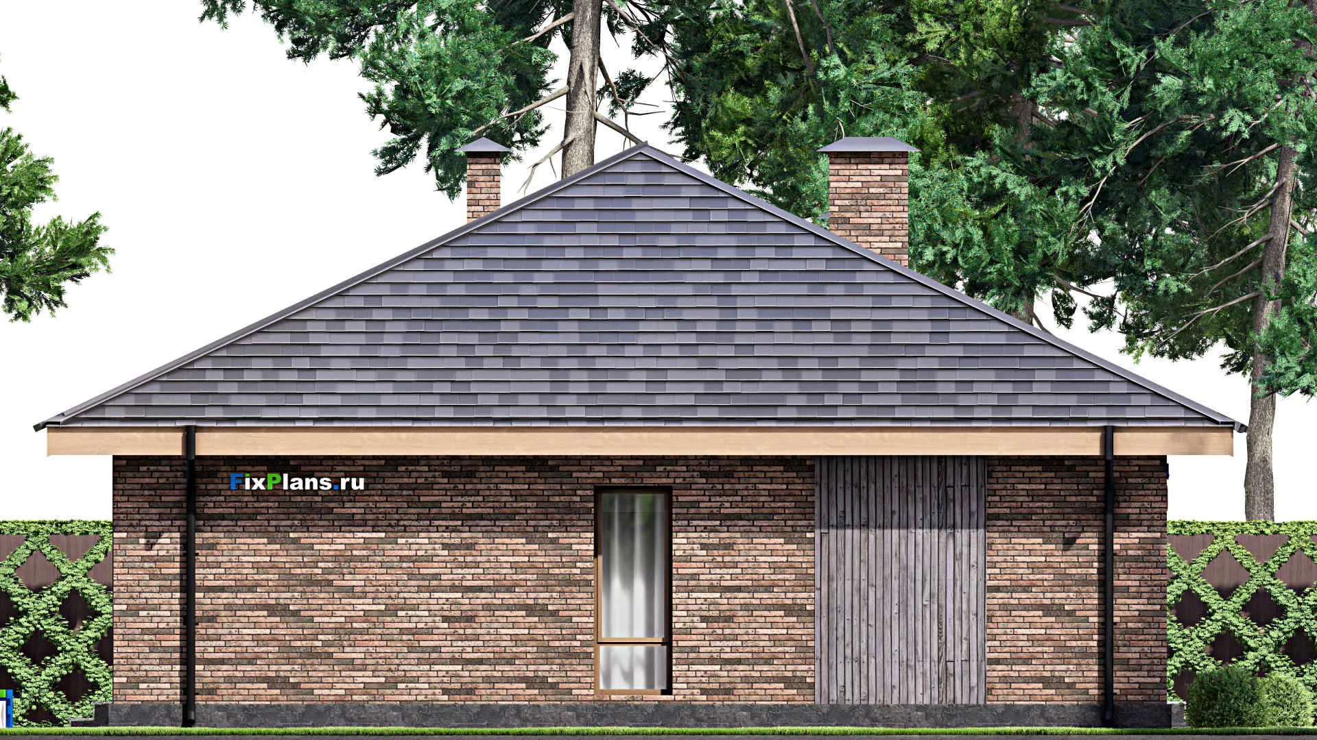 F-14624 - Проект одноэтажного дома 13 на 13, площадью 130 м² с террасой и 3 спальнями