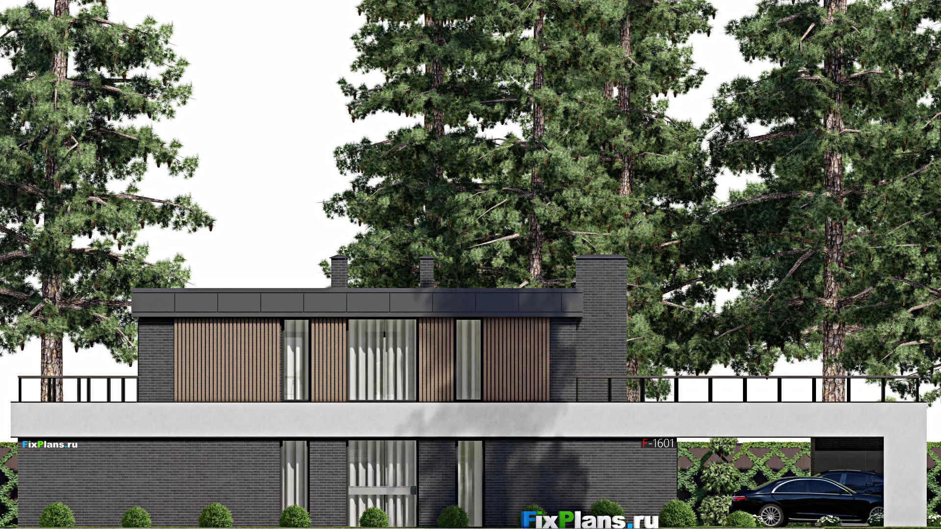 F-1601 - Планы двухэтажного дома 14 на 26, площадью 320 м² с террасой и 3 спальнями