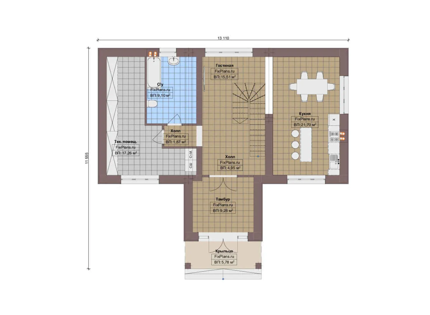 F-17360 - Планы двухэтажного дома 12 на 14, площадью 160 м² с 3 спальнями