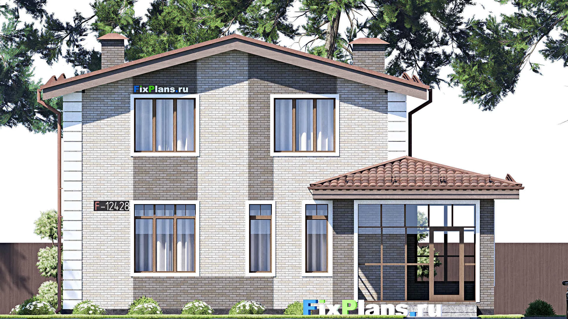 F-12428 - Планы дома с мансардой 13 на 15, площадью 170 м² с 5 спальнями