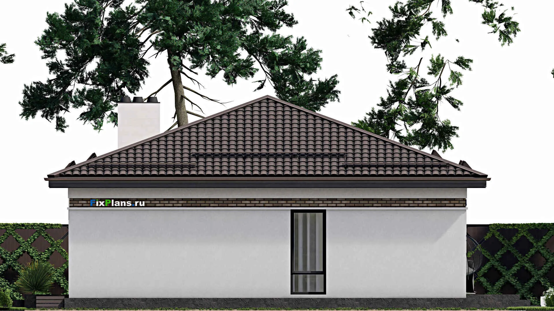 F-2411 - План одноэтажного дома 12 на 14, площадью 170 м² с террасой и 3 спальнями