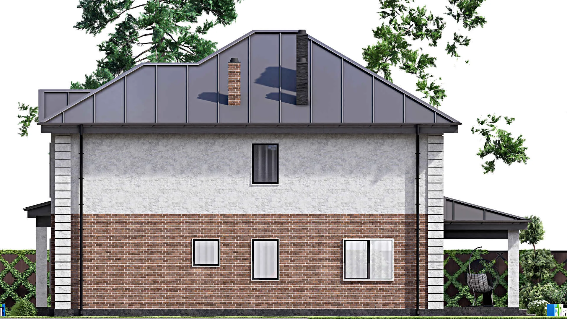 F-14804 - Проект двухэтажного дома 11 на 18, площадью 220 м² с террасой и 4 спальнями