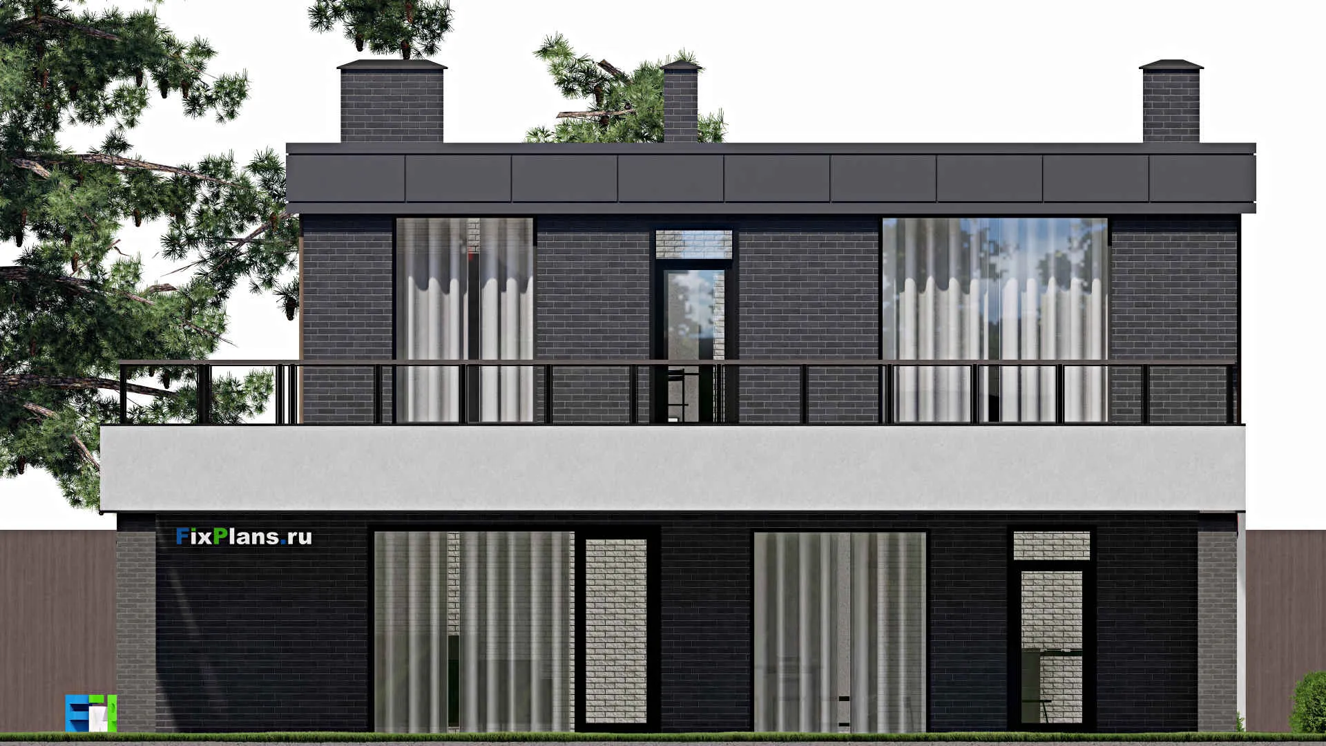 F-1601 - Планы двухэтажного дома 14 на 26, площадью 320 м² с террасой и 3 спальнями