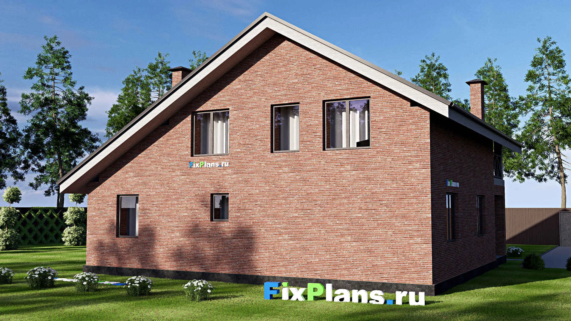 F-18953 - Проект дома с мансардой 12 на 13, площадью 190 м² с террасой, балконом и 4 спальнями