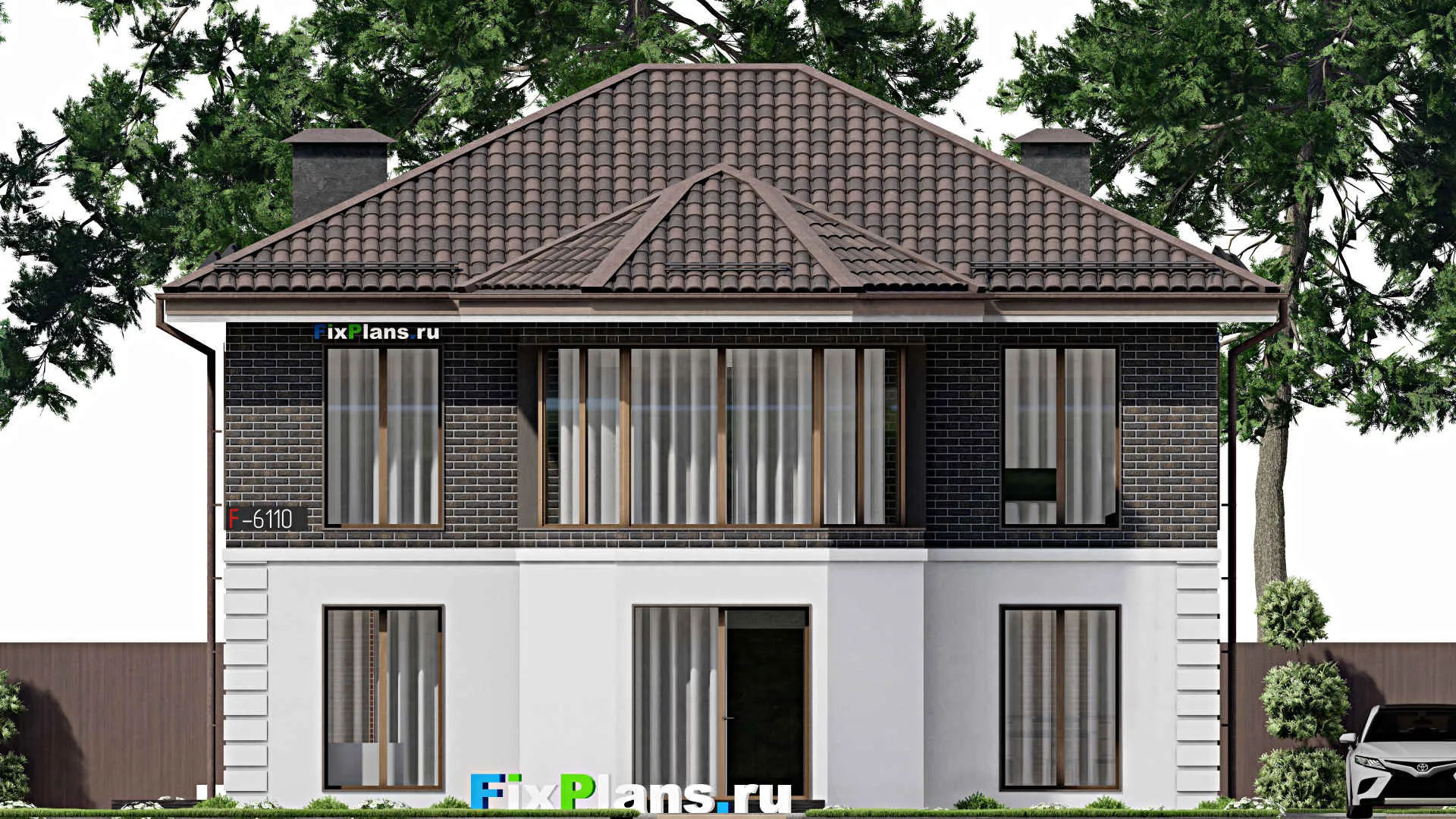 F-6110 - Планы двухэтажного дома 13 на 14, площадью 210 м² с 4 спальнями