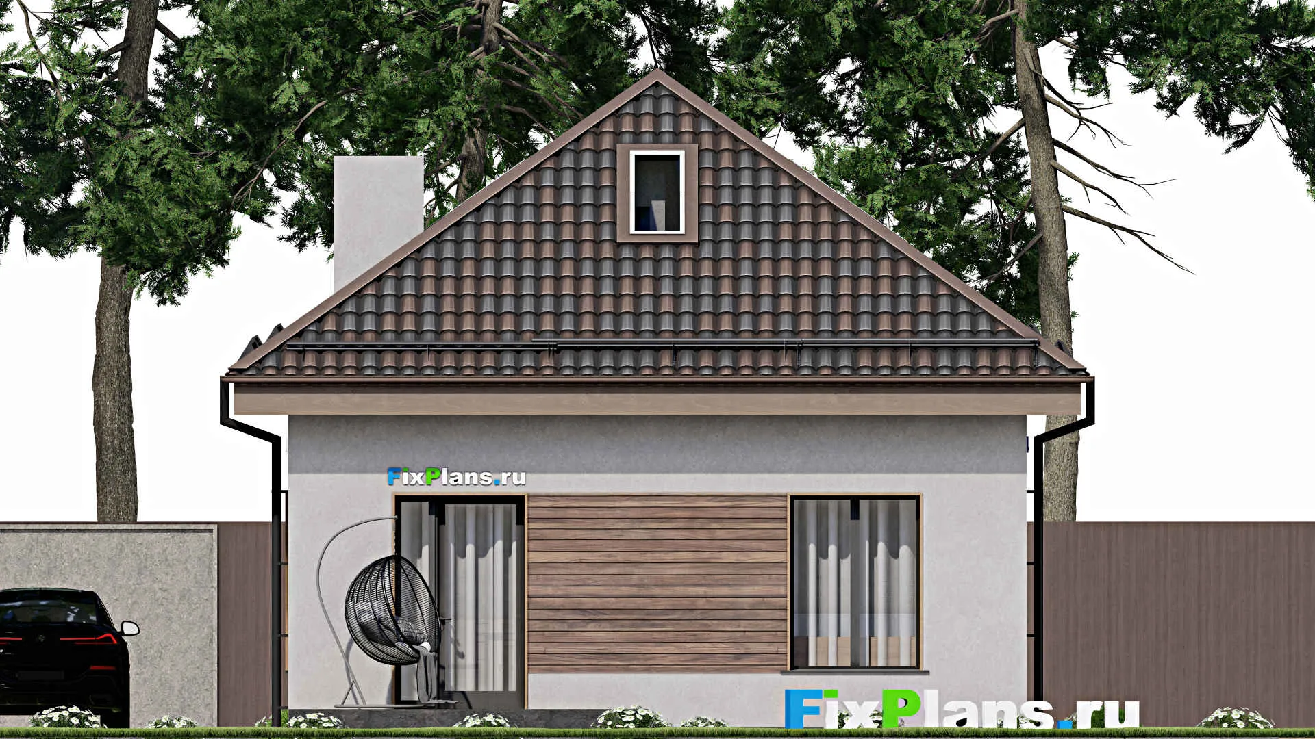 F-8306 - Планы дома с мансардой 9 на 14, площадью 130 м² с террасой и 4 спальнями