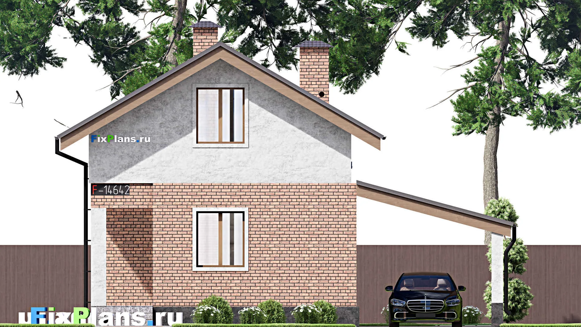 F-14642 - Проект бани 8 на 11, площадью 70 м² с комнатой отдыха, мансардой, санузлом и 2 спальнями