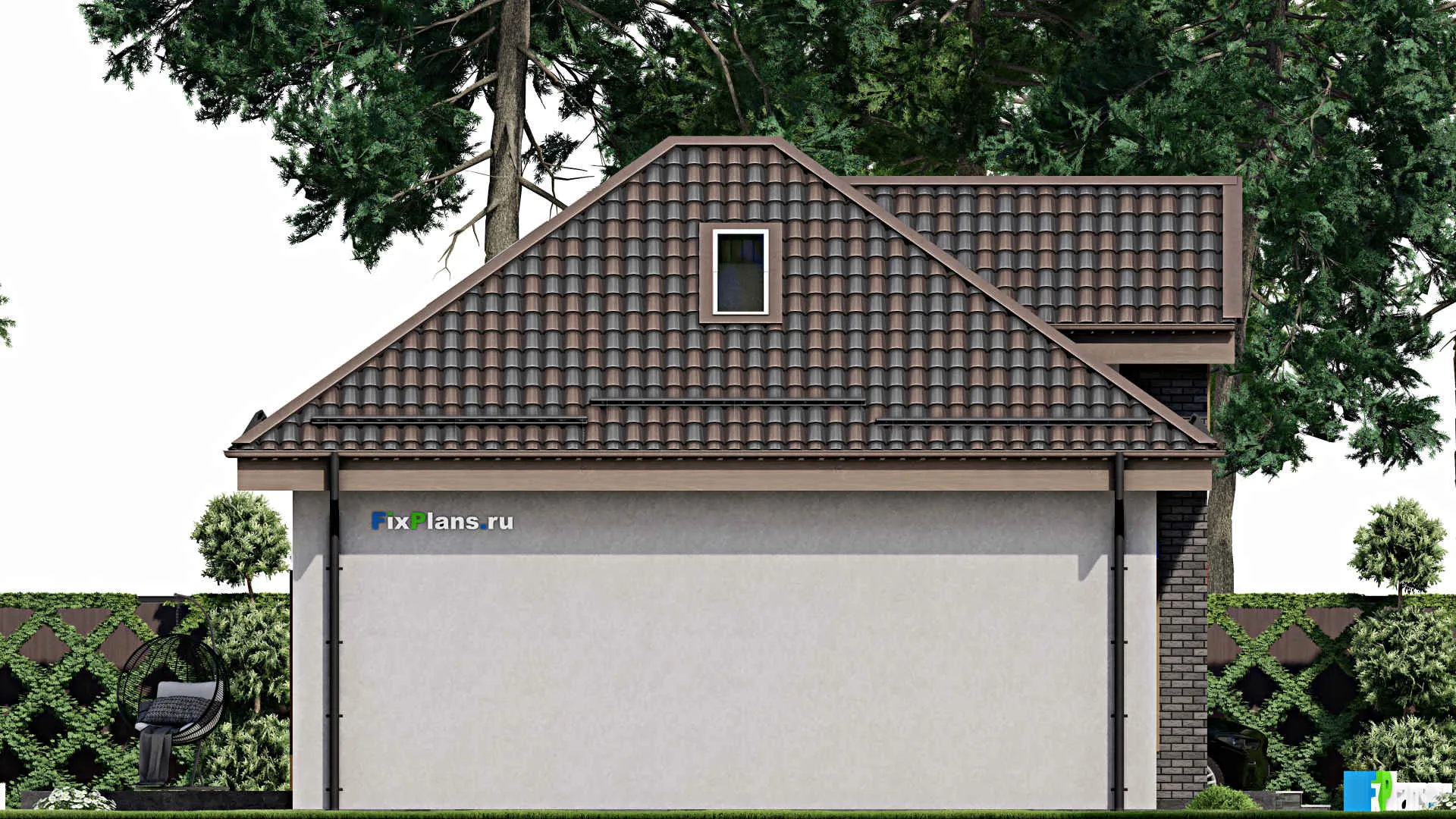 F-8306 - Планы дома с мансардой 9 на 14, площадью 130 м² с террасой и 4 спальнями