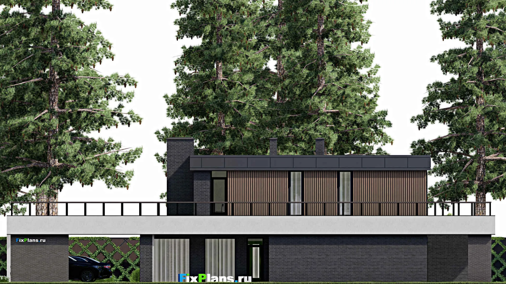 F-1601 - Планы двухэтажного дома 14 на 26, площадью 320 м² с террасой и 3 спальнями