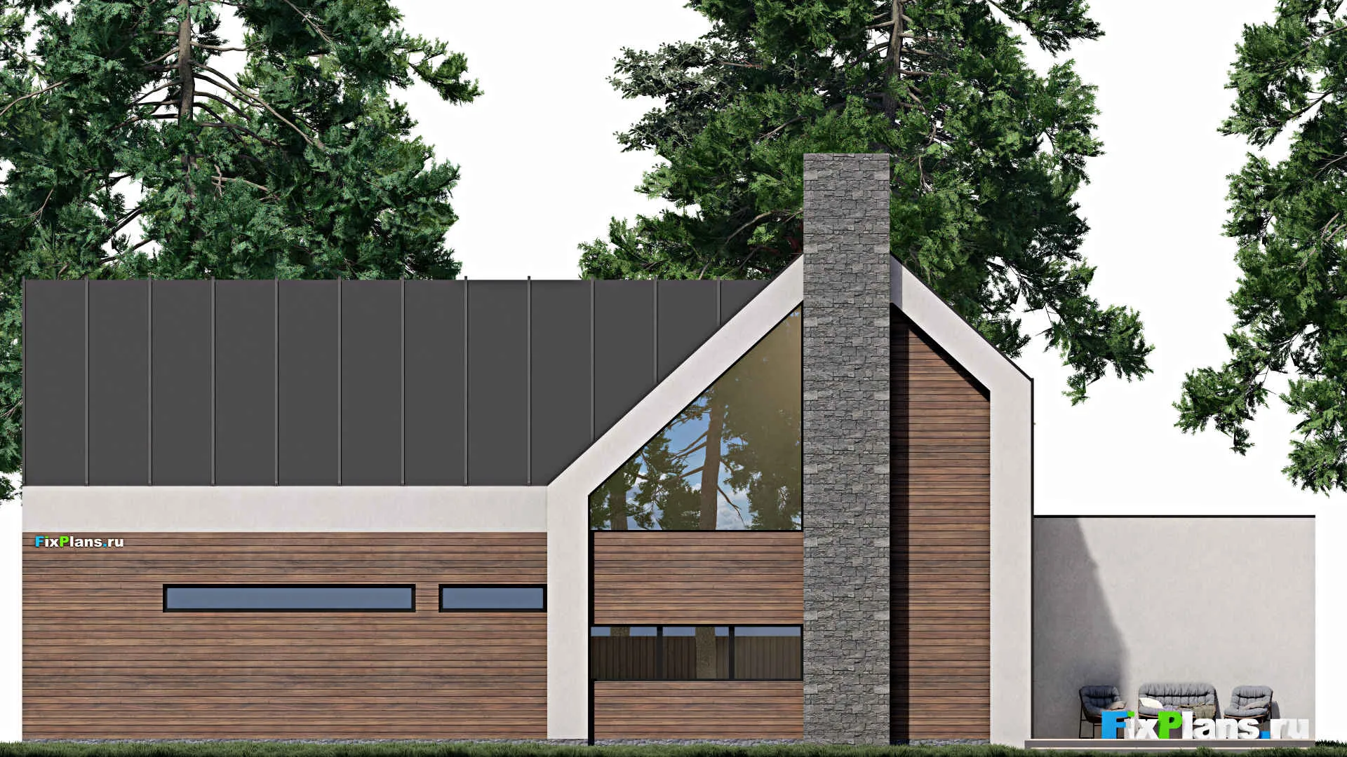 F-0377 - Проект одноэтажного дома 13 на 23, площадью 180 м² с террасой и 2 спальнями