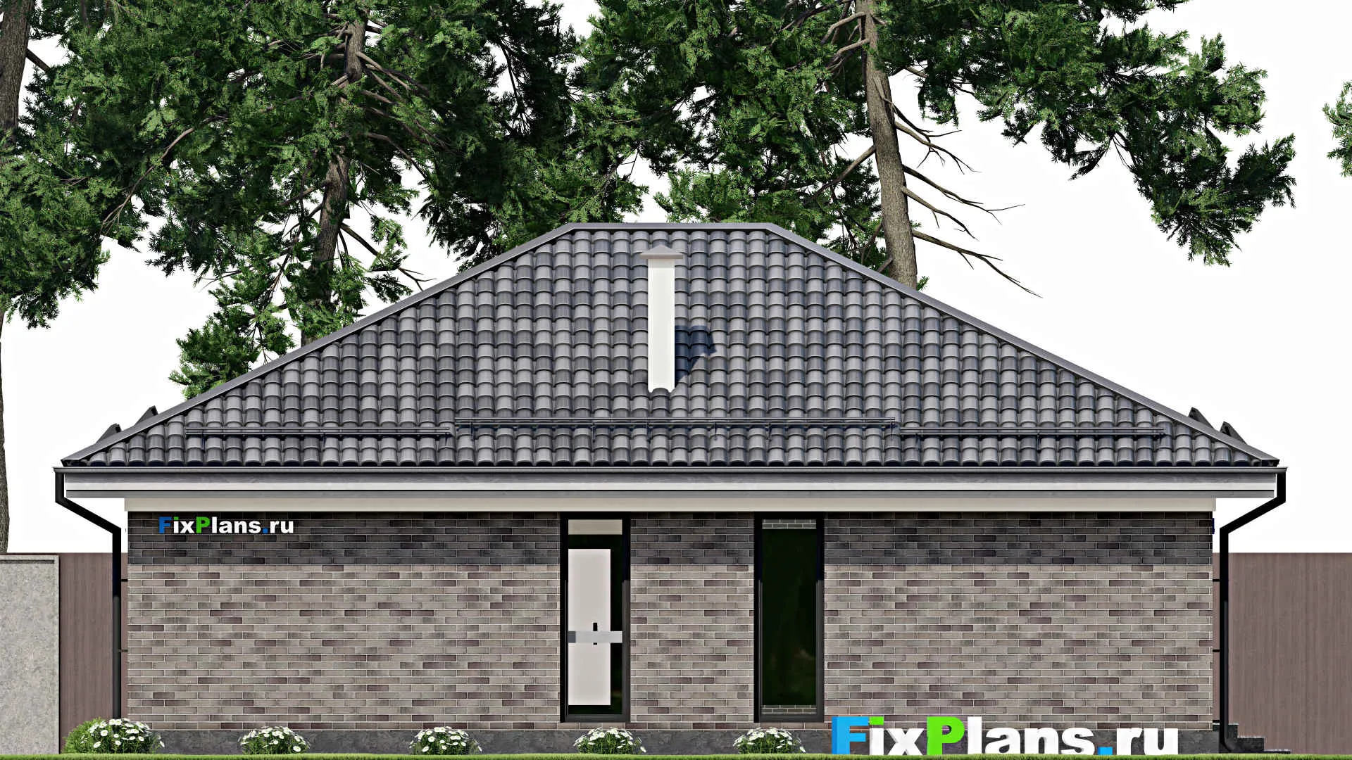 F-5687 - Проект одноэтажного дома 11 на 13, площадью 120 м² с 3 спальнями