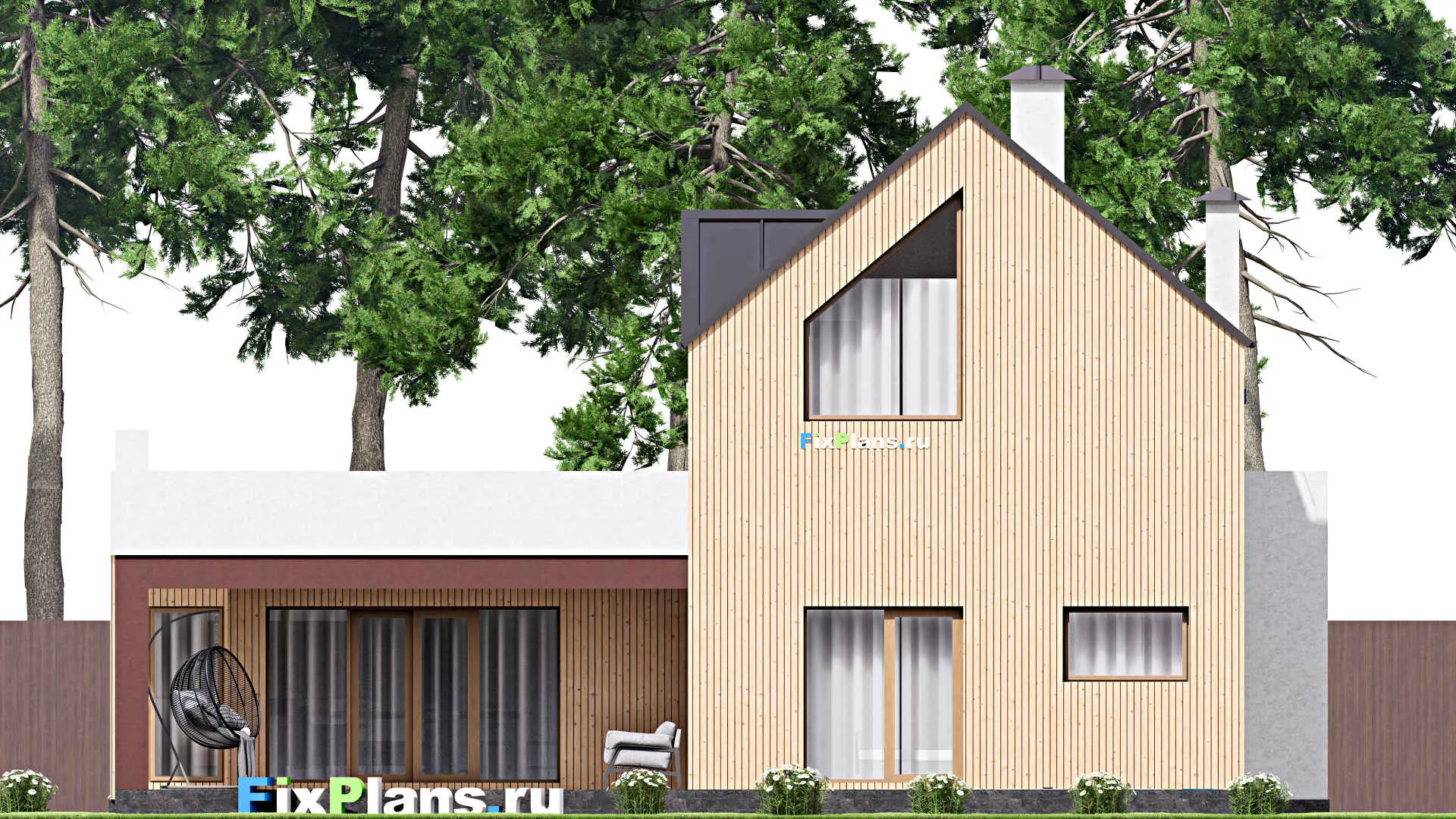 F-16316 - Проект дома с мансардой 15 на 20, площадью 410 м² с 3 спальнями