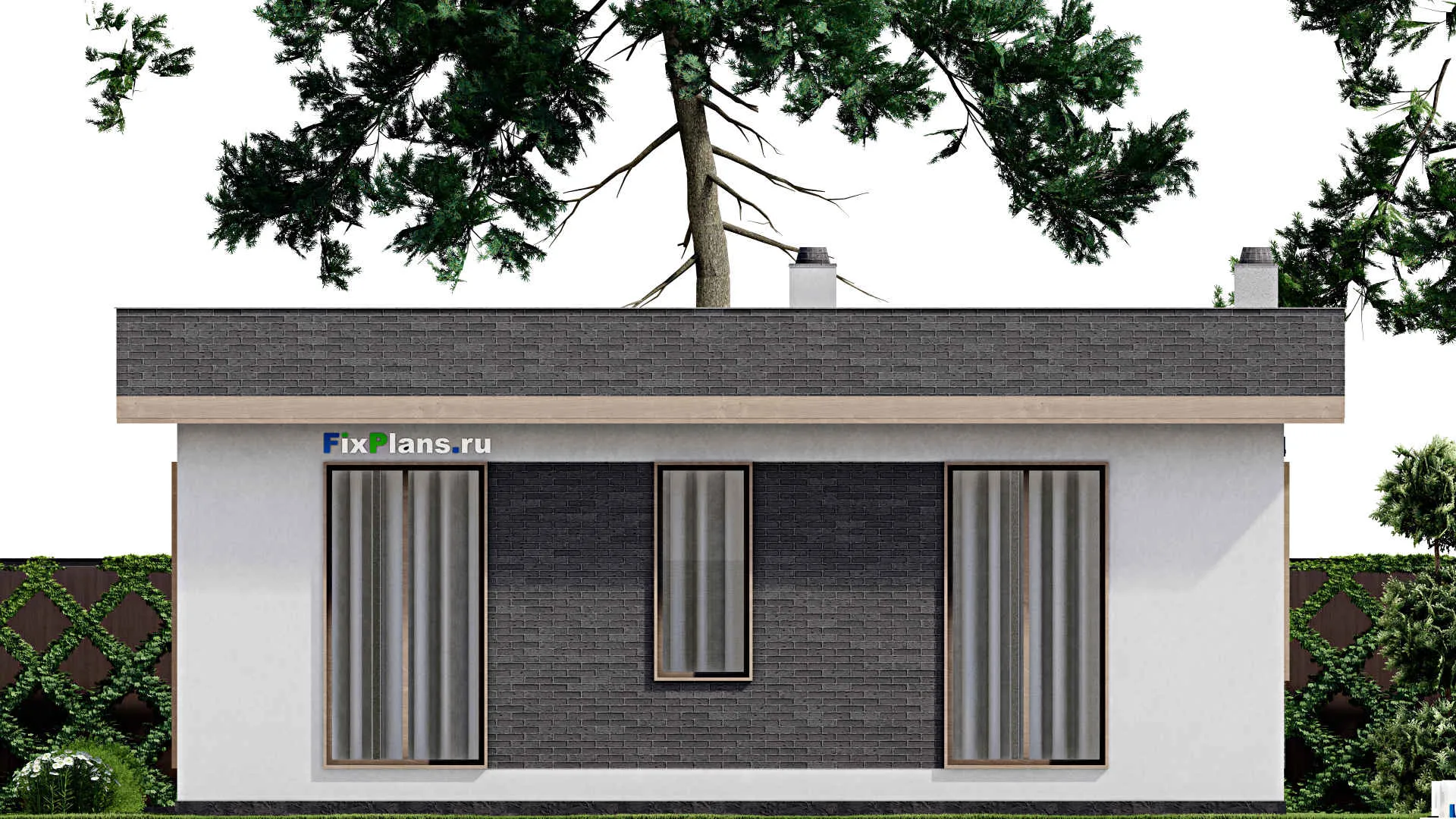 F-2915 - Проект одноэтажного дома 11 на 16, площадью 160 м² с террасой и 3 спальнями