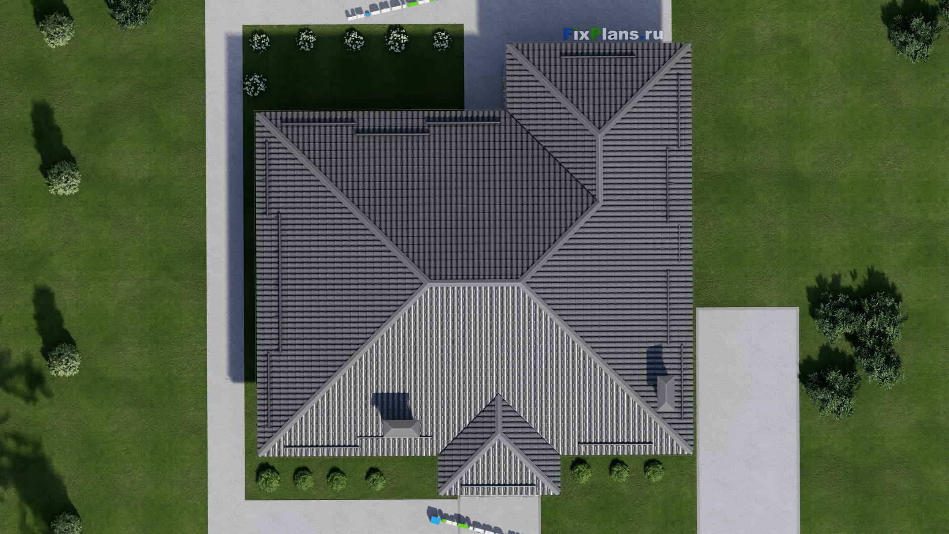 F-4427 - Проект одноэтажного дома 13 на 16, площадью 180 м² с террасой и 4 спальнями