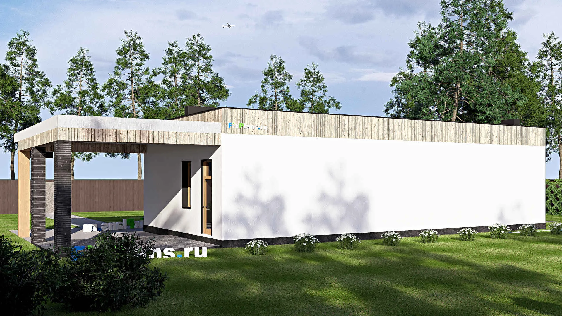 F-19313 - Проект одноэтажного дома 10 на 23, площадью 150 м² с 1 спальнями