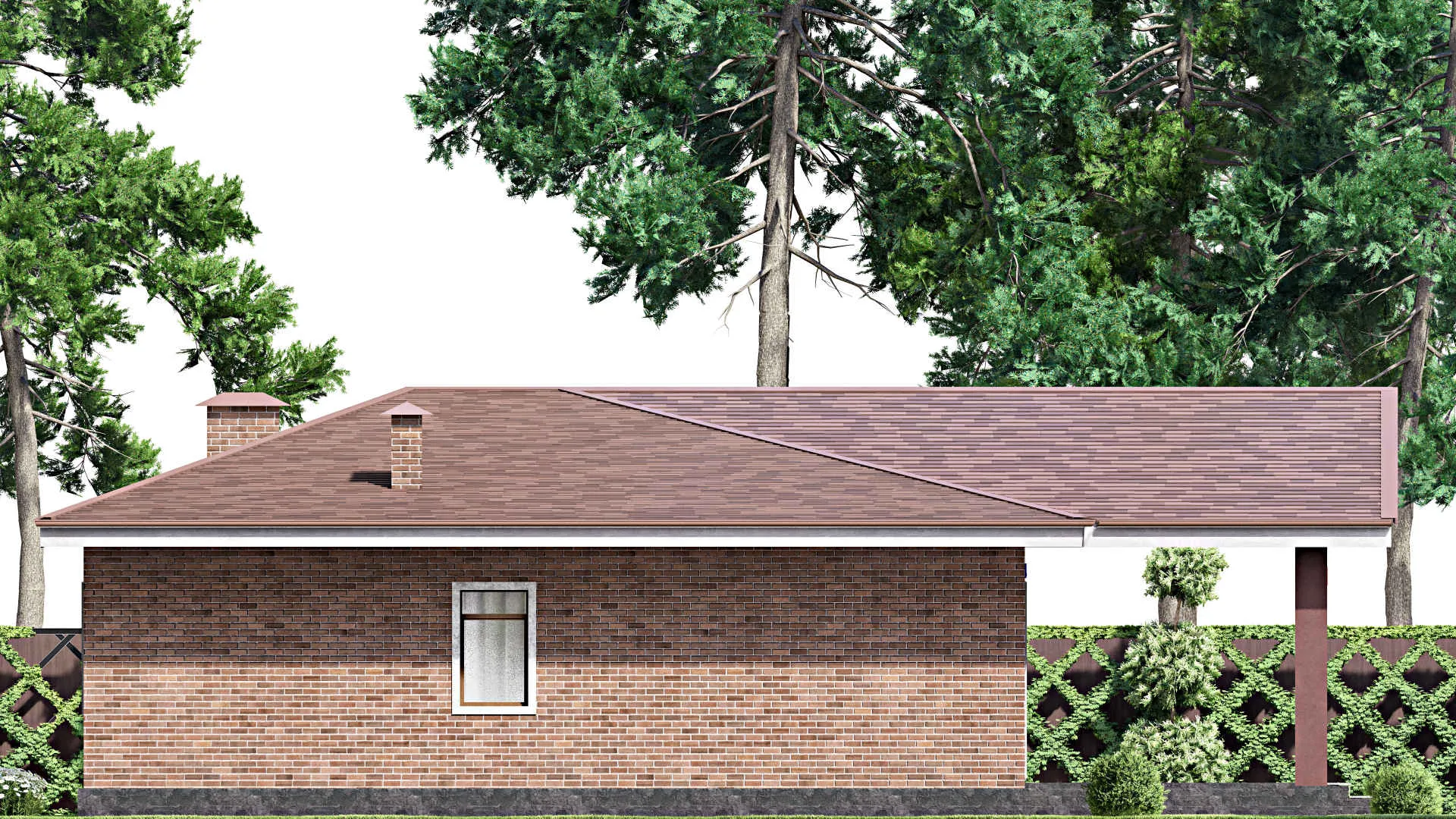 F-9269 - Проект одноэтажного дома 16 на 19, площадью 190 м² с террасой и 3 спальнями