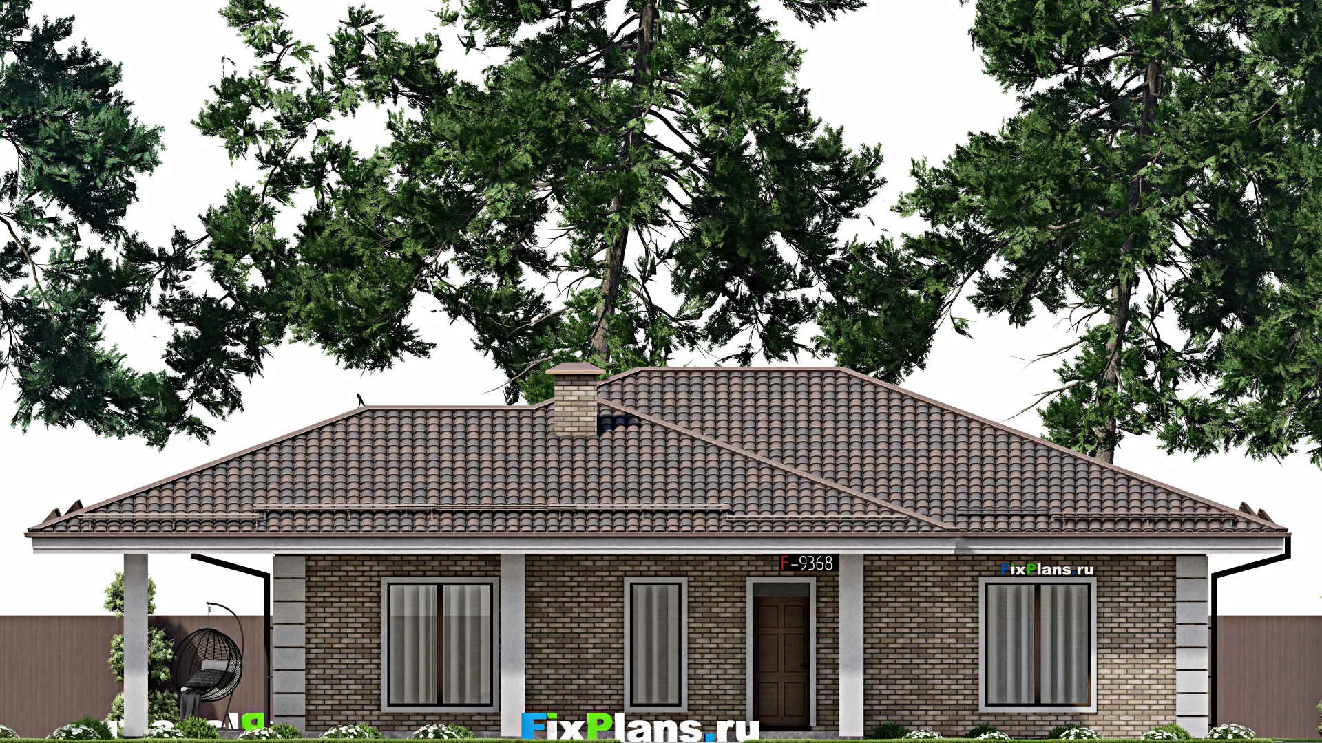 F-9368 - Проект одноэтажного дома 15 на 18, площадью 190 м² с 4 спальнями