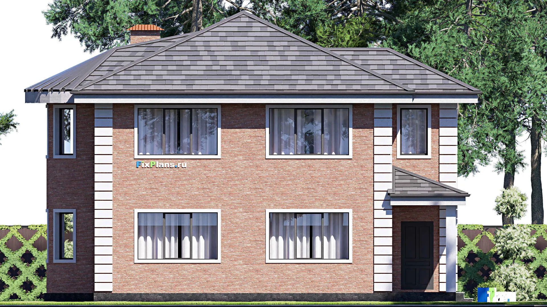 F-18143 - Проект двухэтажного дома 13 на 14, площадью 190 м² с балконом и 5 спальнями