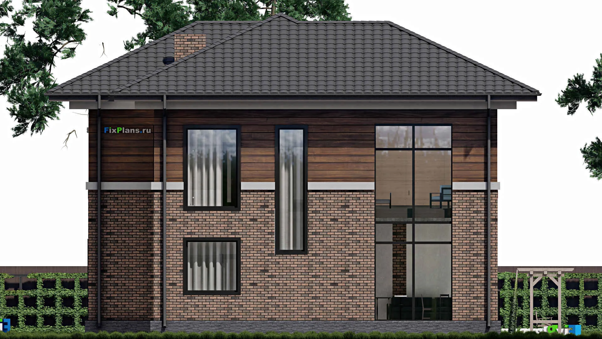 F-0206 - Проект двухэтажного дома 14 на 14, площадью 220 м² с 4 спальнями