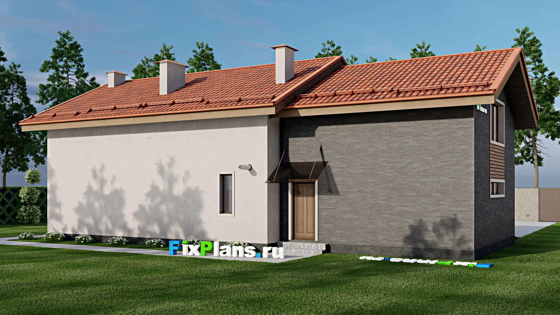 F-8954 - Проект дома с мансардой 12 на 19, площадью 250 м² с гаражом на 2 машины и 5 спальнями