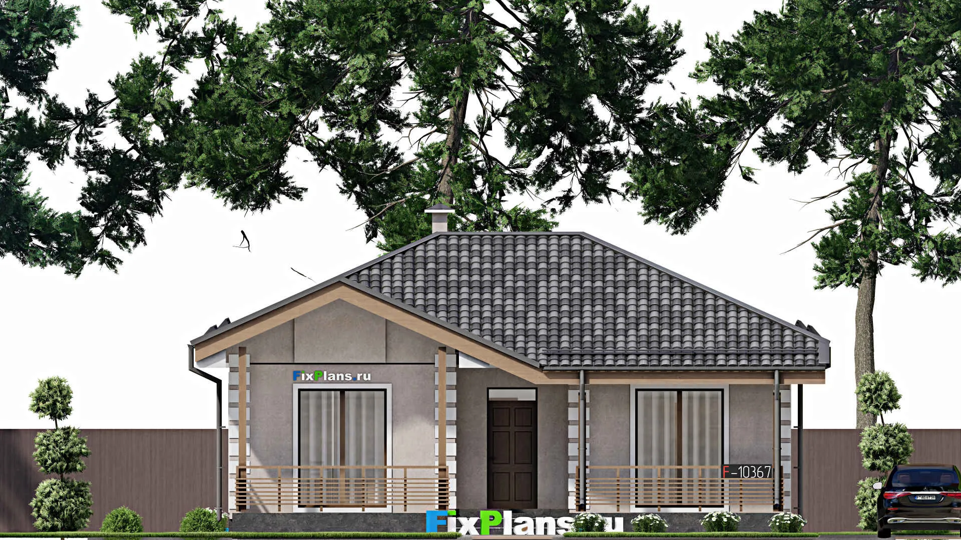 F-10367 - Проект одноэтажного дома 12 на 13, площадью 110 м² с 2 спальнями