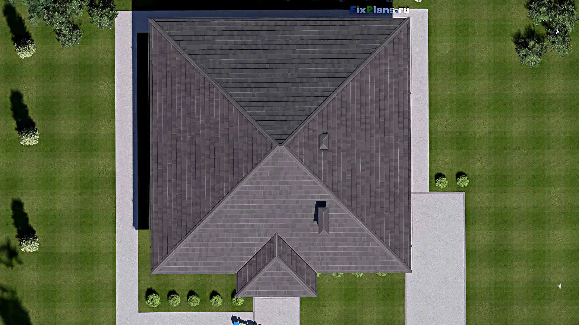 F-13211 - Проект одноэтажного дома 16 на 17, площадью 200 м² с террасой и 3 спальнями