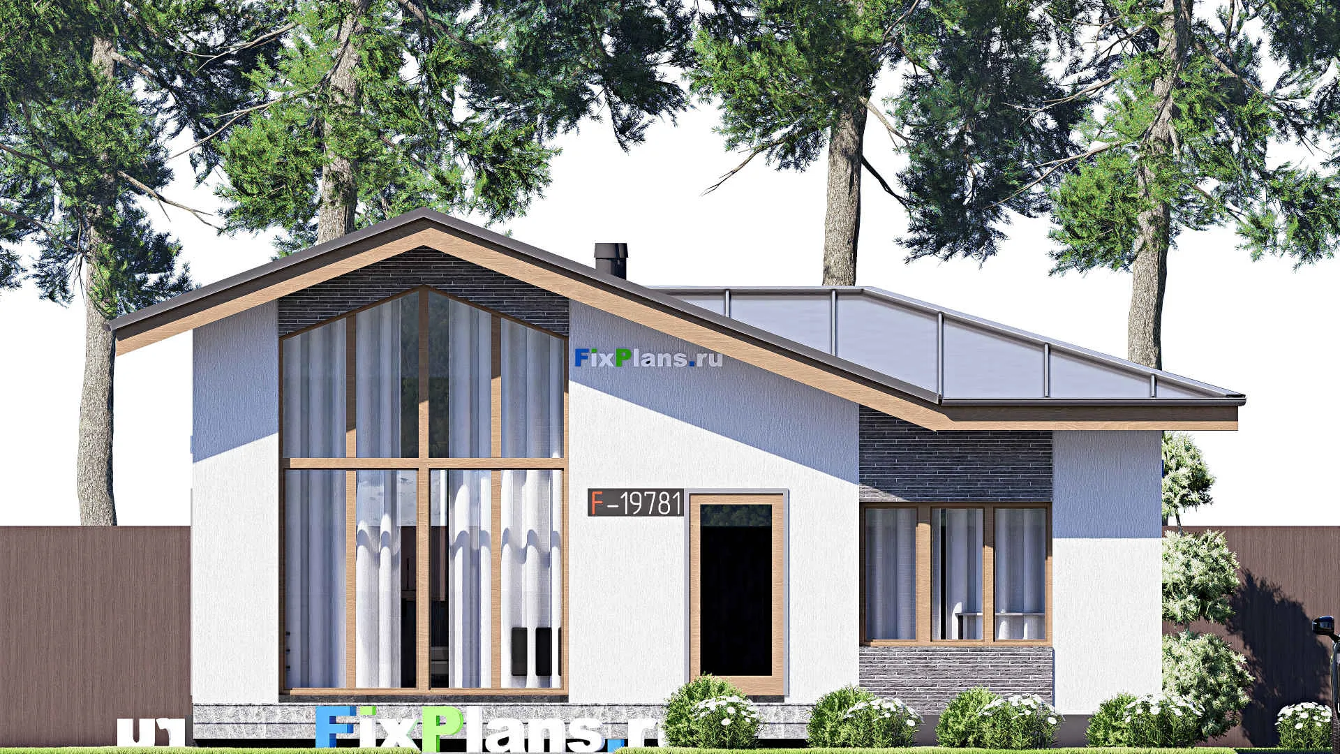 F-19781 - Проект одноэтажного дома 11 на 13, площадью 100 м² с 1 спальнями