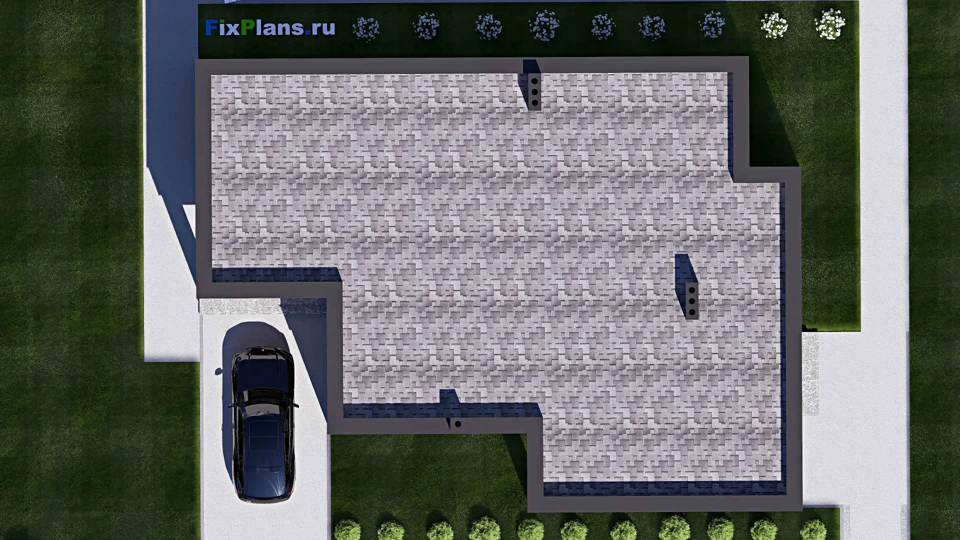 F-18791 - Проект одноэтажного дома 14 на 19, площадью 180 м² с террасой и 3 спальнями