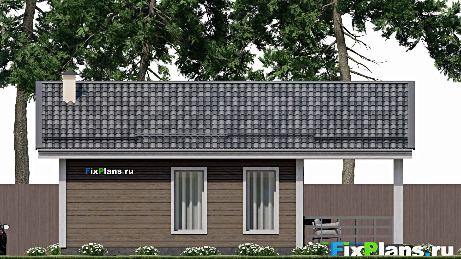 F-11510 - Проект бани 8 на 11, площадью 70 м² с комнатой отдыха, терассой и санузлом