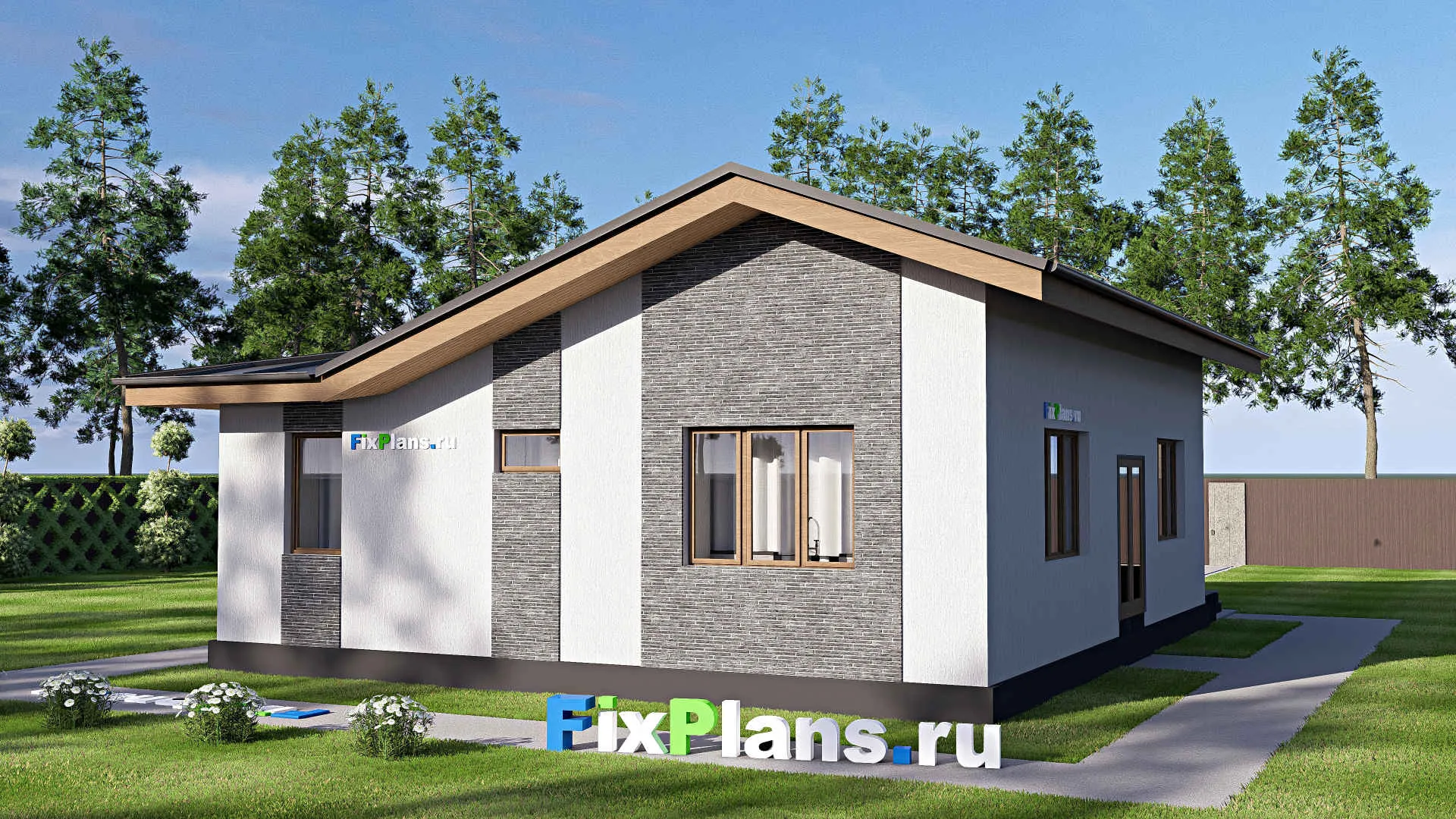 F-19781 - Проект одноэтажного дома 11 на 13, площадью 100 м² с 1 спальнями