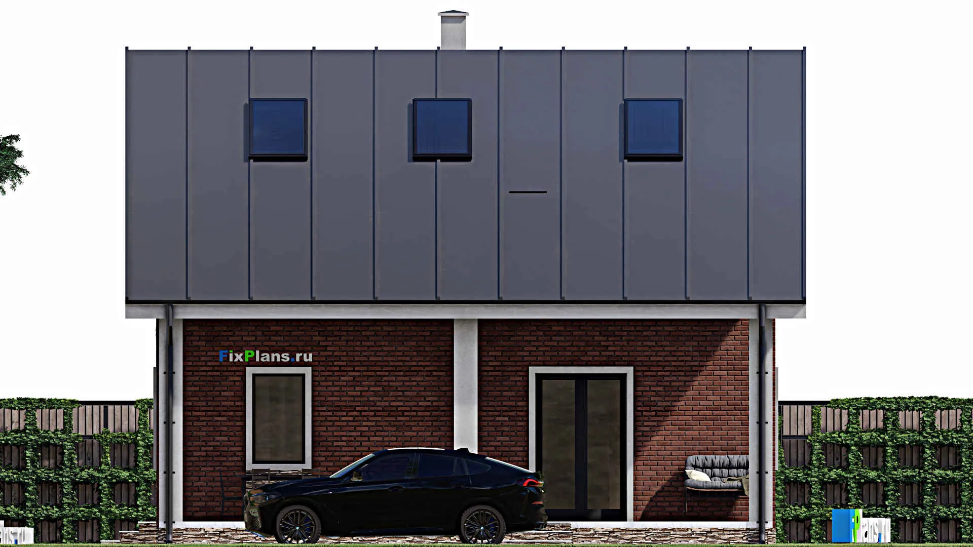 F-1160 - Проект дома с мансардой 9 на 10, площадью 150 м² с террасой, балконом и 3 спальнями