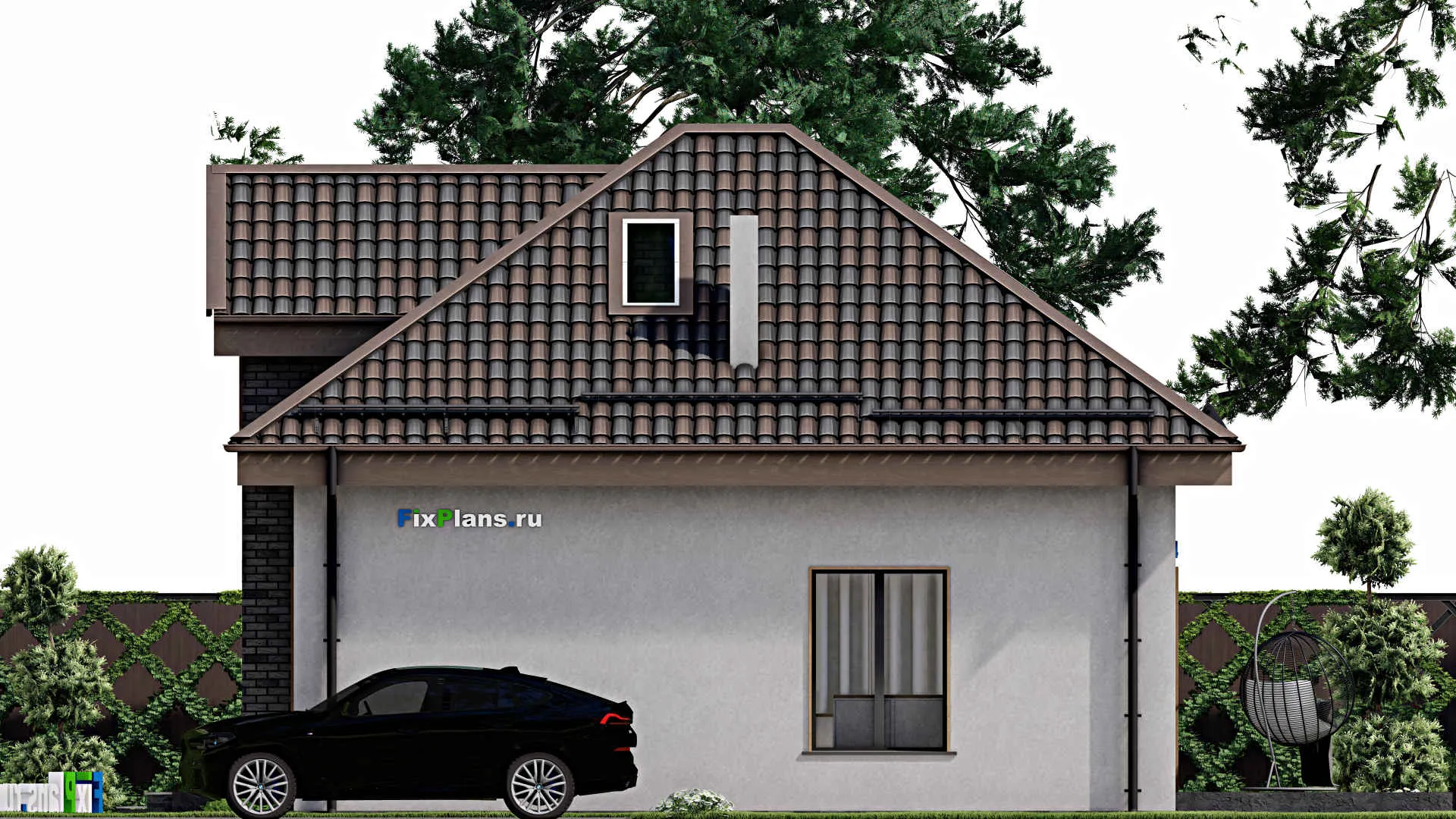 F-8306 - Планы дома с мансардой 9 на 14, площадью 130 м² с террасой и 4 спальнями