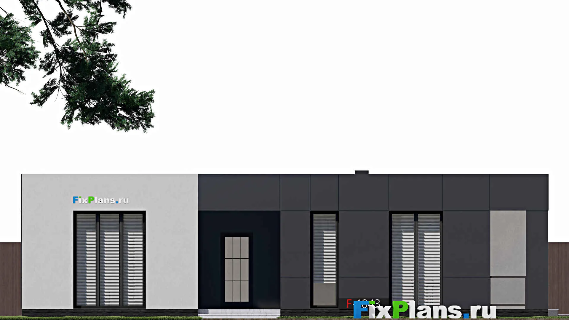 F-1043 - Проект одноэтажного дома 12 на 15, площадью 130 м² с террасой и 3 спальнями