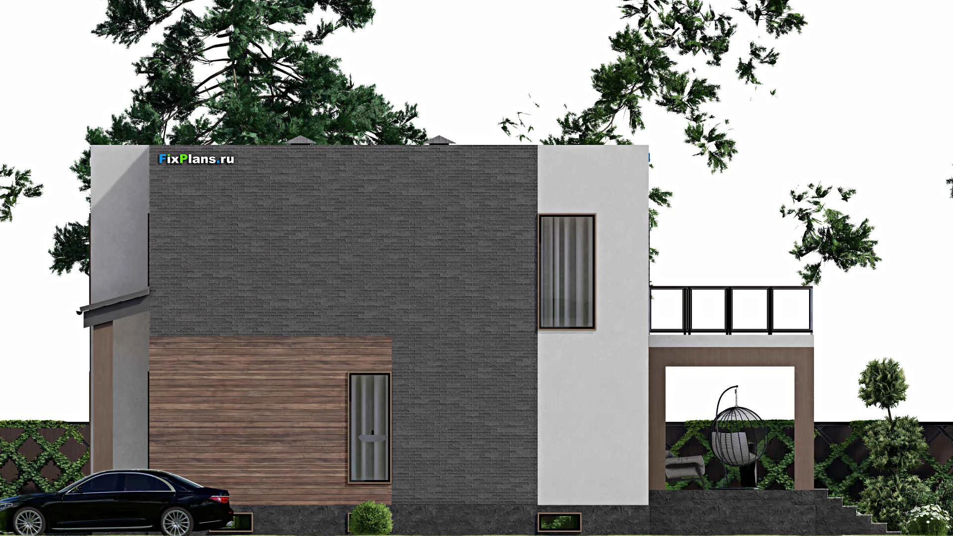 F-6443 - Проект двухэтажного дома 10 на 15, площадью 210 м² с террасой, балконом и 3 спальнями