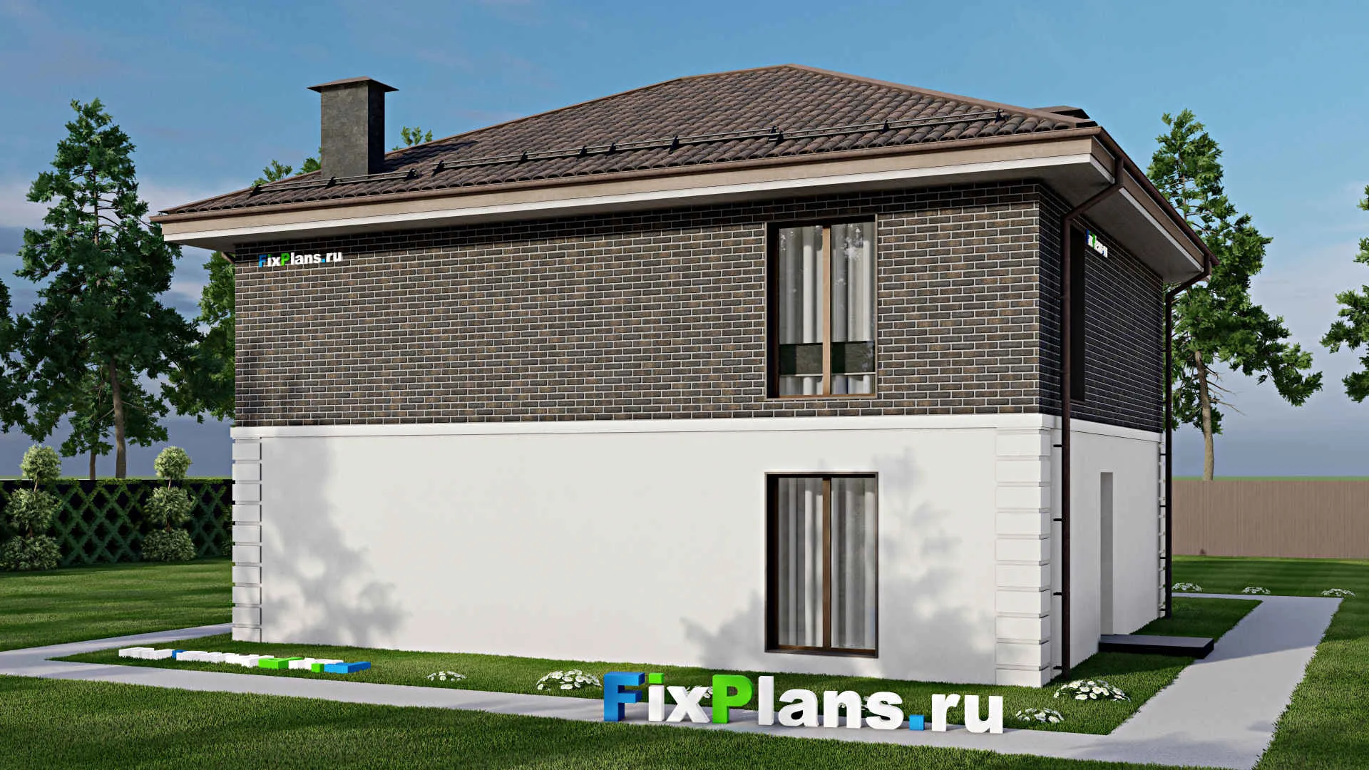 F-6110 - Планы двухэтажного дома 13 на 14, площадью 210 м² с 4 спальнями