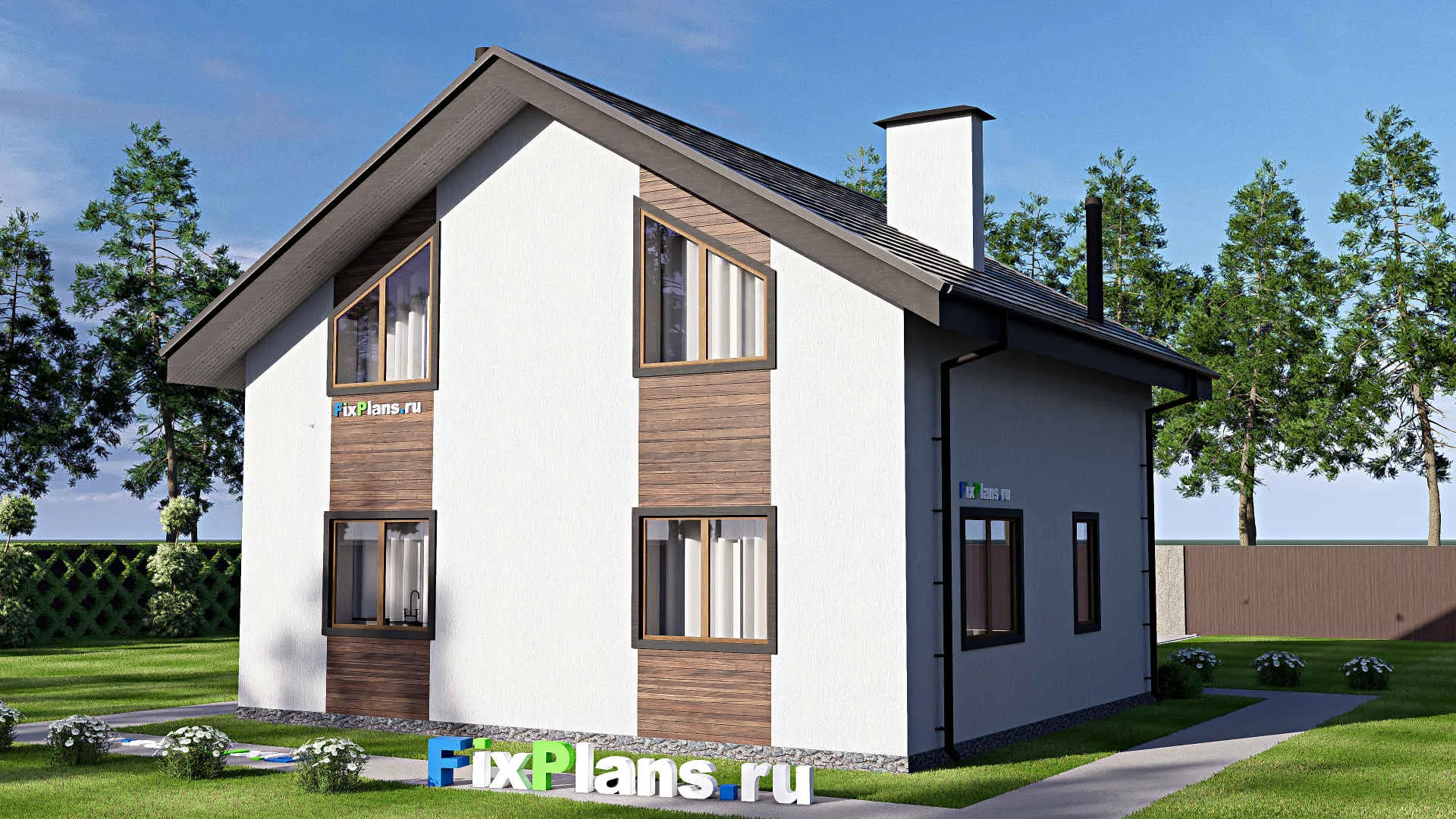 F-18098 - Проект дома с мансардой 11 на 11, площадью 140 м² с 4 спальнями