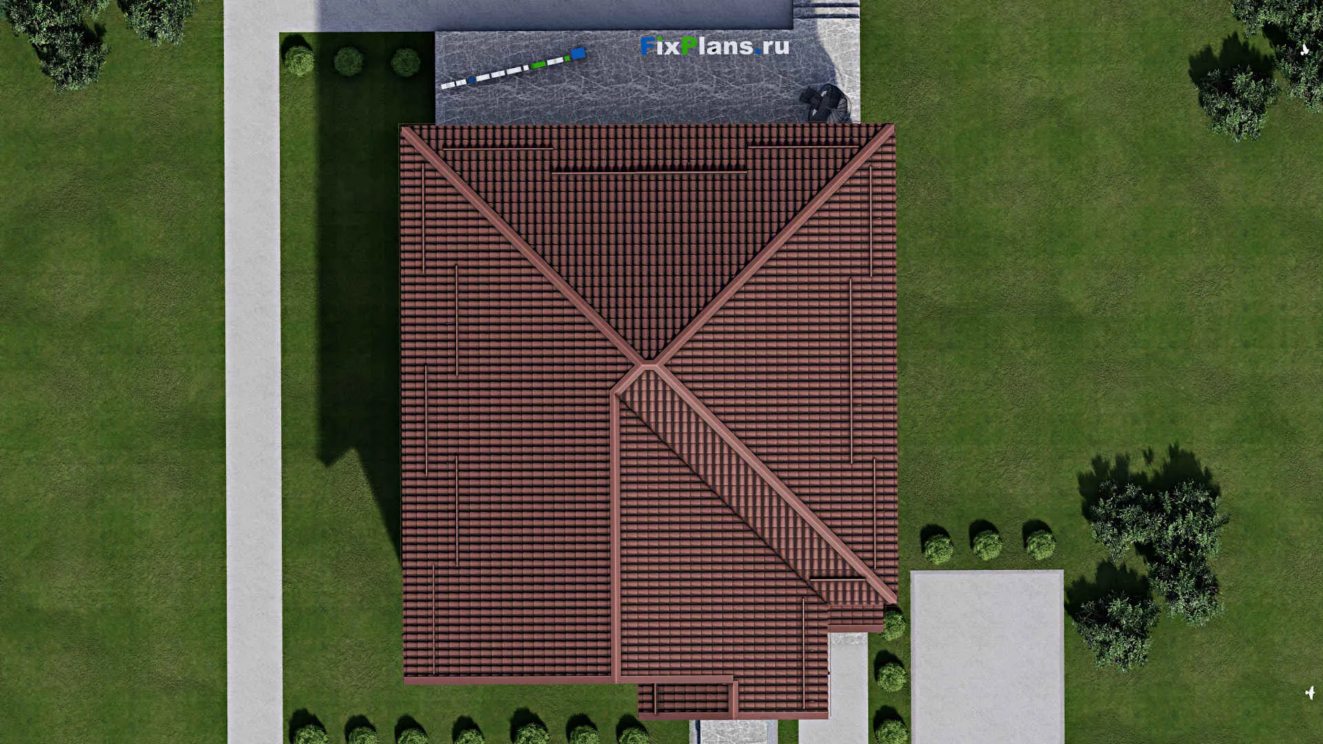 F-2240 - Проект двухэтажного дома 12 на 15, площадью 290 м² с террасой и 3 спальнями