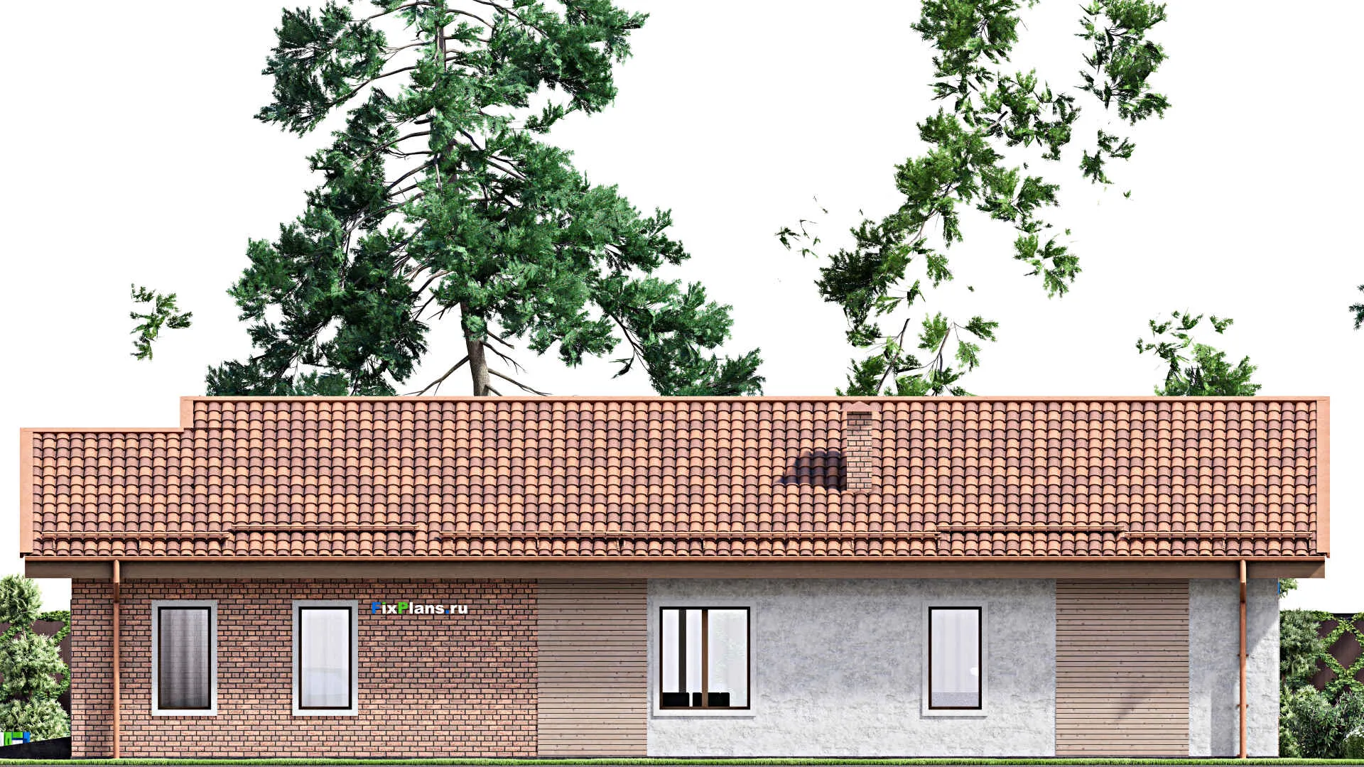 F-12581 - Проект одноэтажного дома 10 на 20, площадью 140 м² с гаражом на 1 машину и 2 спальнями