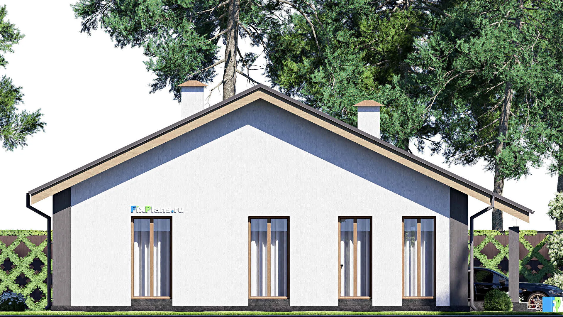 F-17819 - Проект одноэтажного дома 12 на 14, площадью 120 м² с 2 спальнями