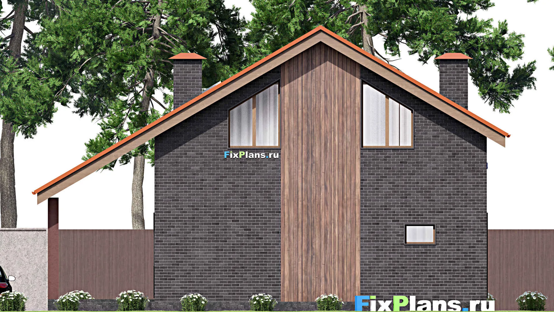 F-14471 - Проект одноэтажного дома 13 на 14, площадью 200 м² с террасой и 5 спальнями