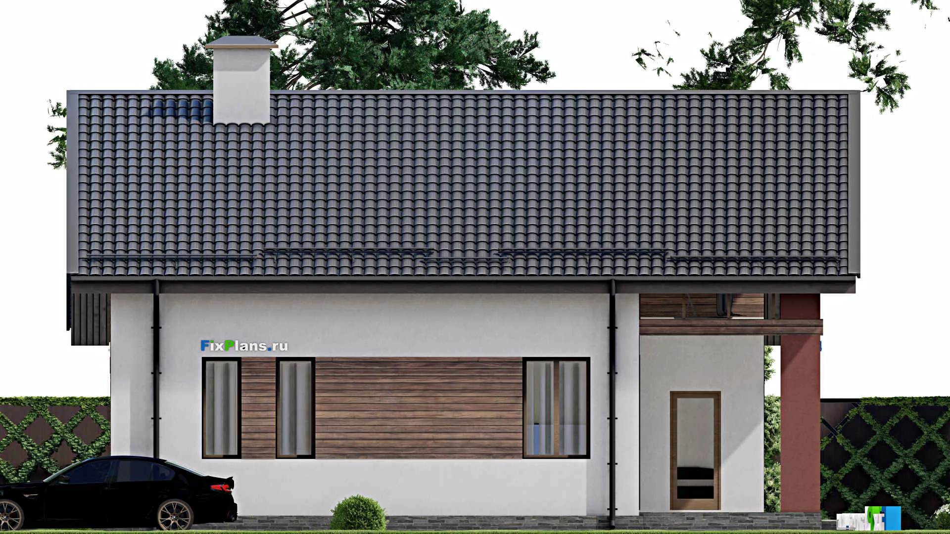 F-9656 - Проект дома с мансардой 14 на 14, площадью 160 м² с террасой, балконом и 3 спальнями