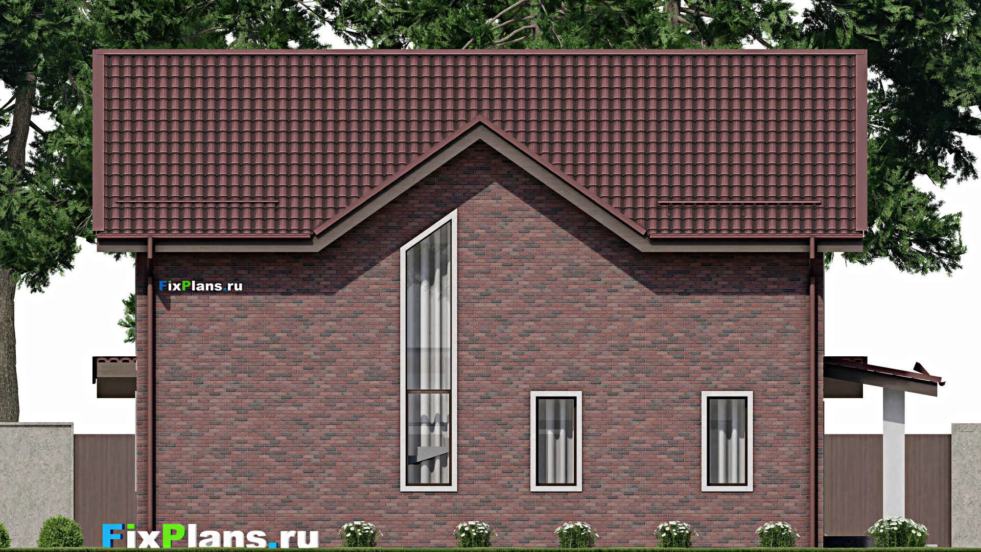 F-2051 - Проект дома с мансардой 10 на 13, площадью 170 м² с террасой и 4 спальнями