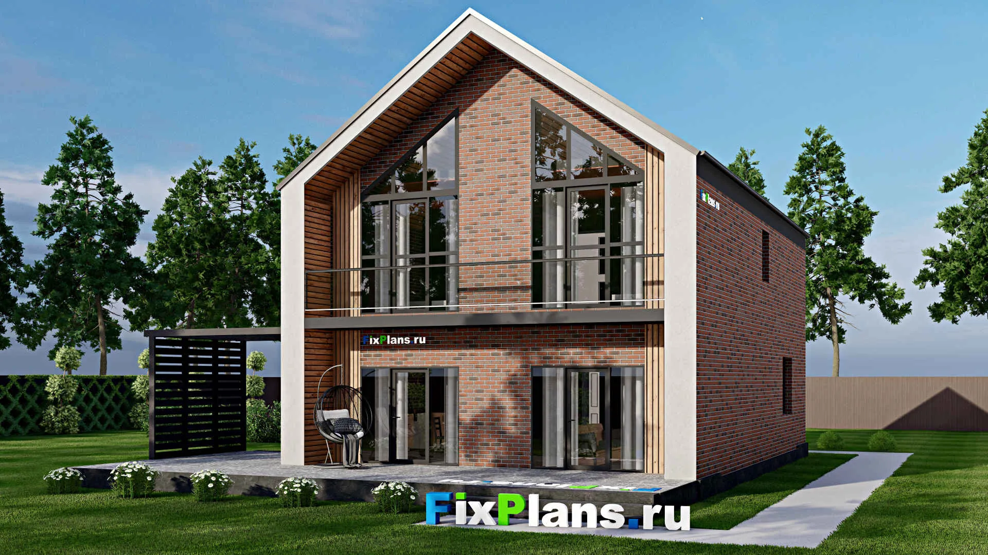 F-2861 - Проект дома с мансардой 9 на 14, площадью 220 м² с террасой, балконом и 4 спальнями