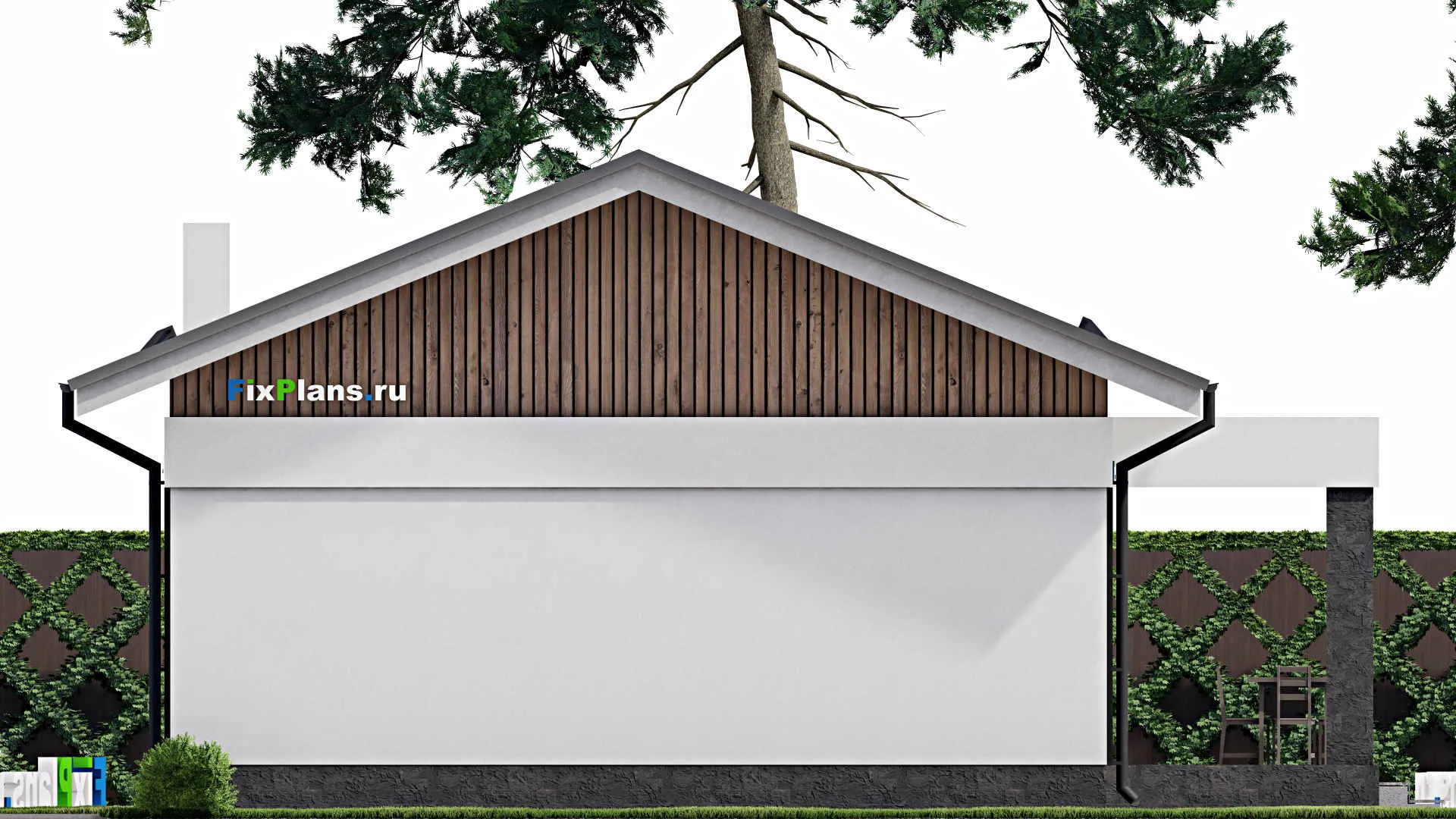 F-1934 - Проект одноэтажного дома 9 на 16, площадью 130 м² с террасой и 4 спальнями