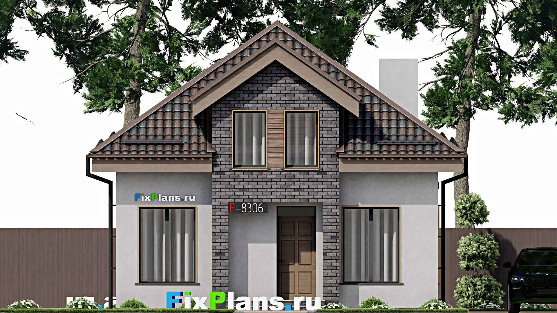 F-8306 - Планы дома с мансардой 9 на 14, площадью 130 м² с террасой и 4 спальнями