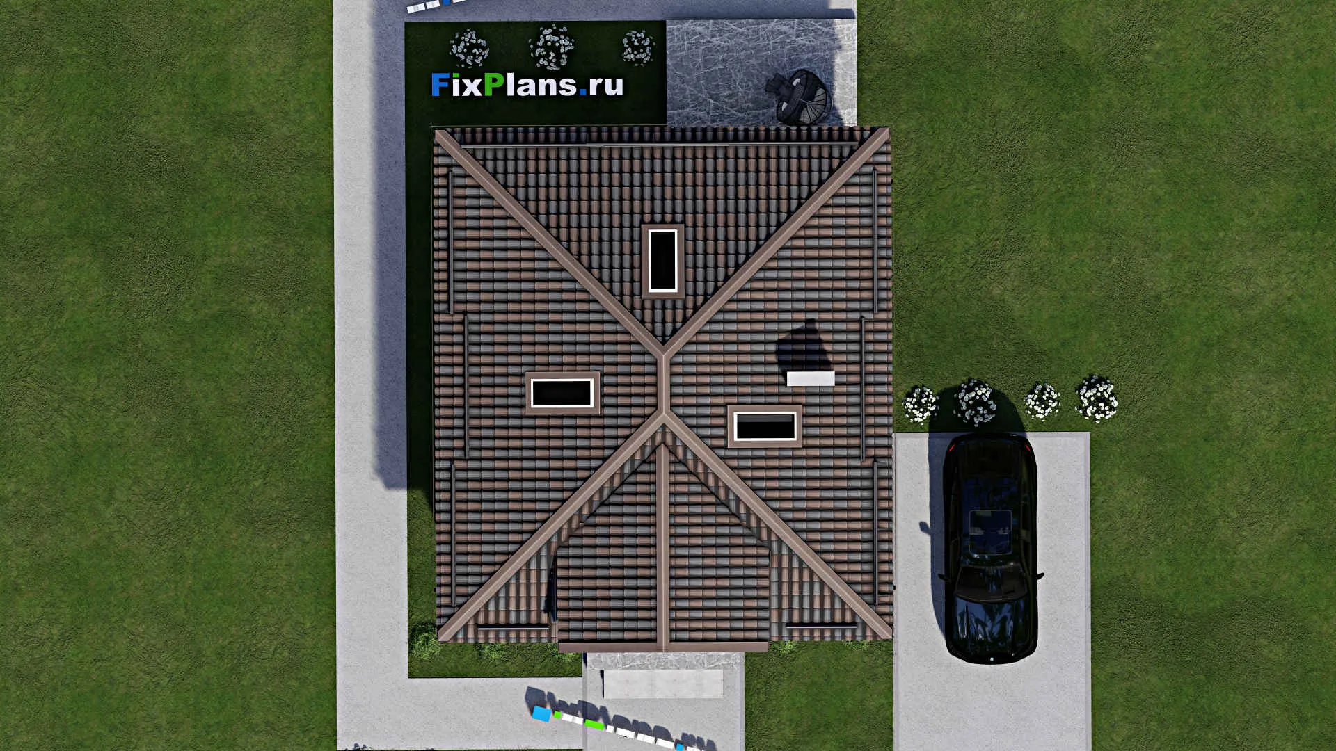 F-8306 - Планы дома с мансардой 9 на 14, площадью 130 м² с террасой и 4 спальнями